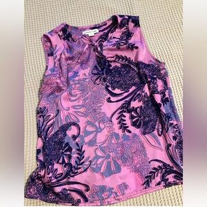 Coldwater Creek Silky-Feel Pink and Purple Sleeveless Blouse, Size 4/6, XS